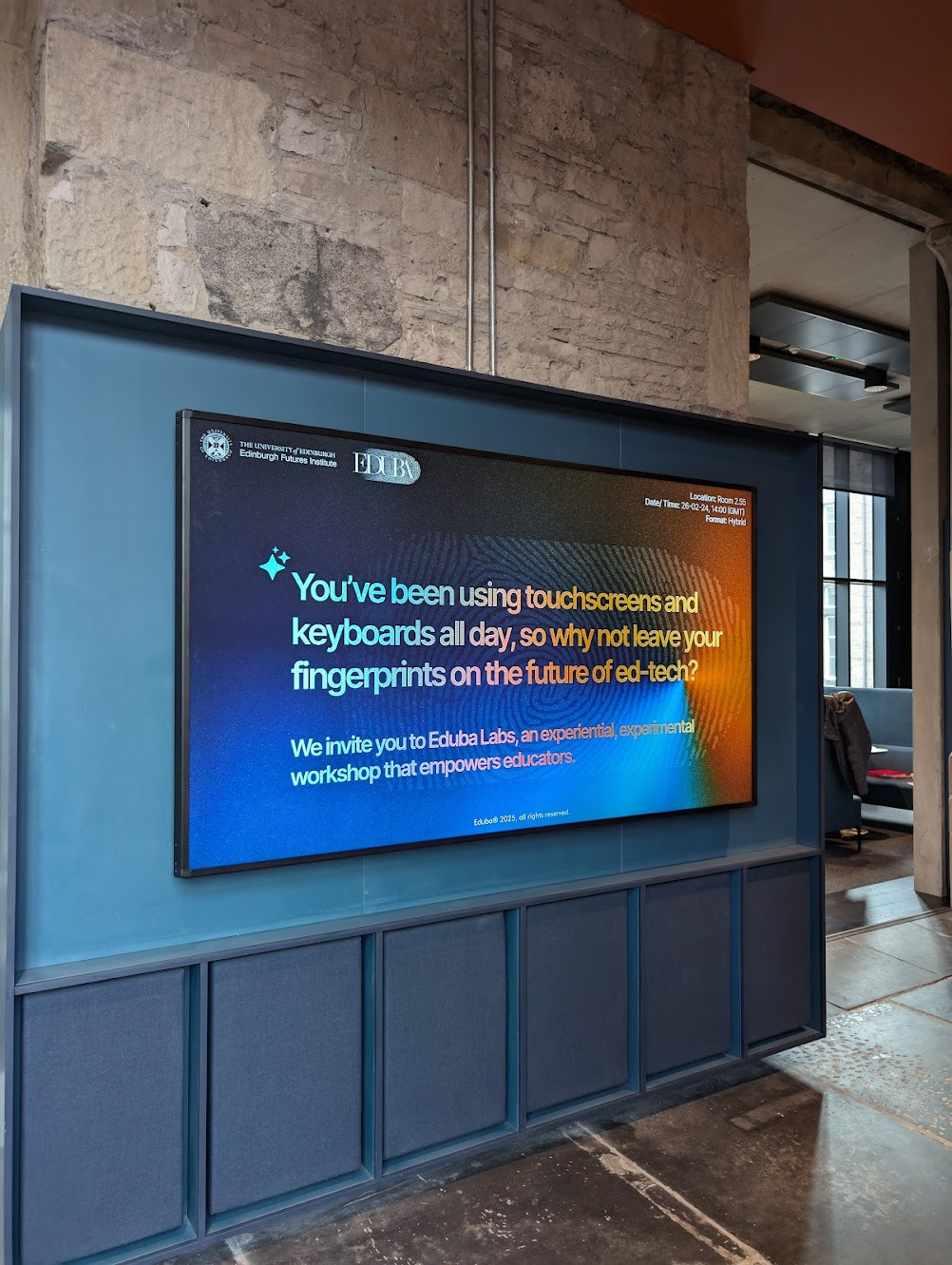 Eduba Labs advertisement at Edinburgh Futures Institute