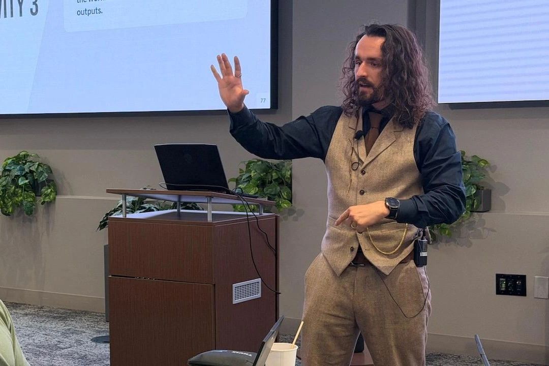 Jake Van Clief leading an AI training session